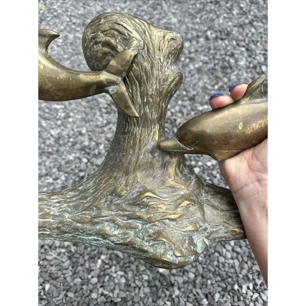 Brass Dolphins Swimming In The‎ Surf Beautiful Patina